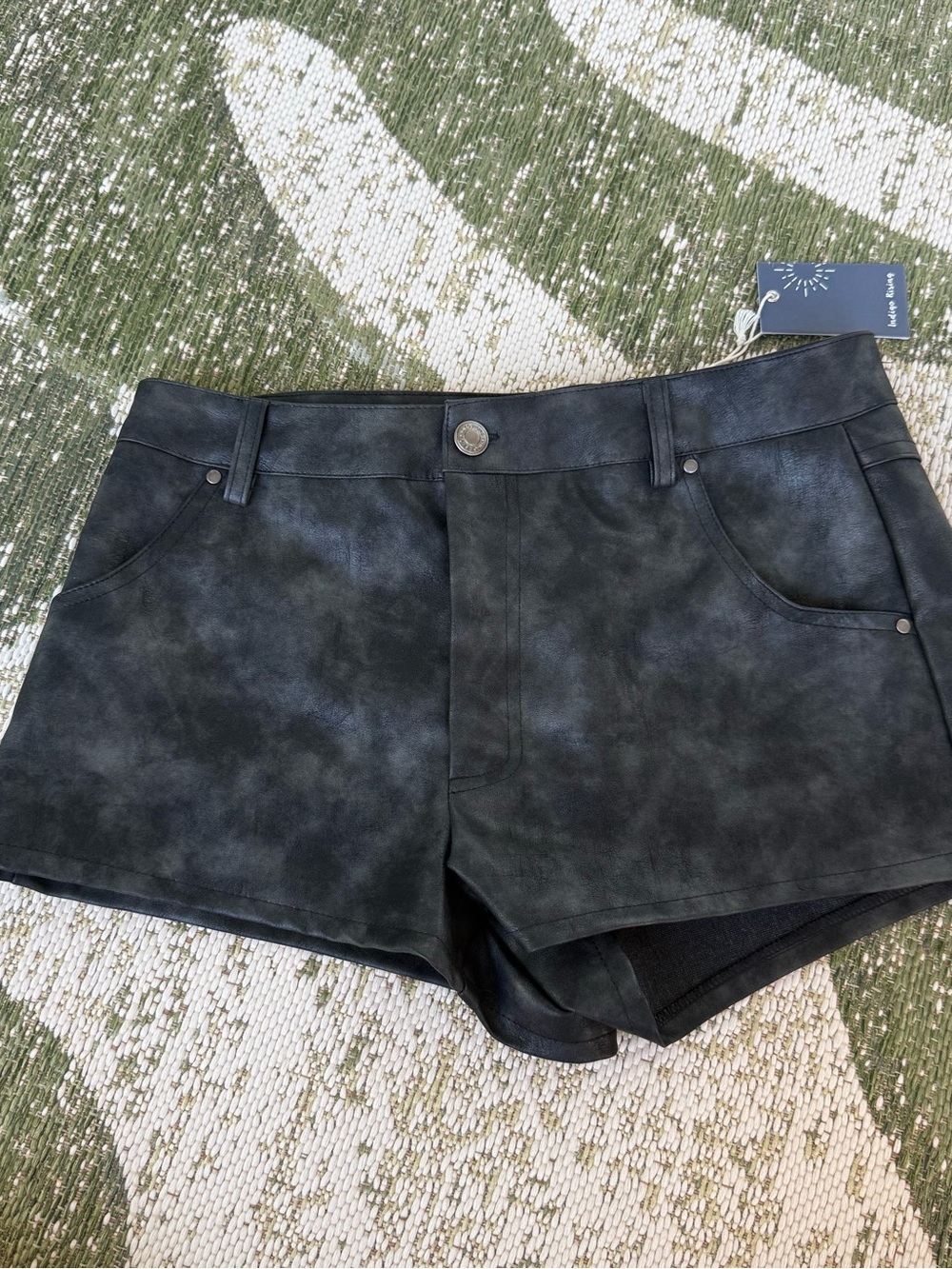 Women’s Black Faux-Leather Shorts